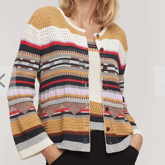 Aldo Martins Sweaters - Aldo Martins Colorful Striped Cardigan Reversible Western Boho   Women's Medium